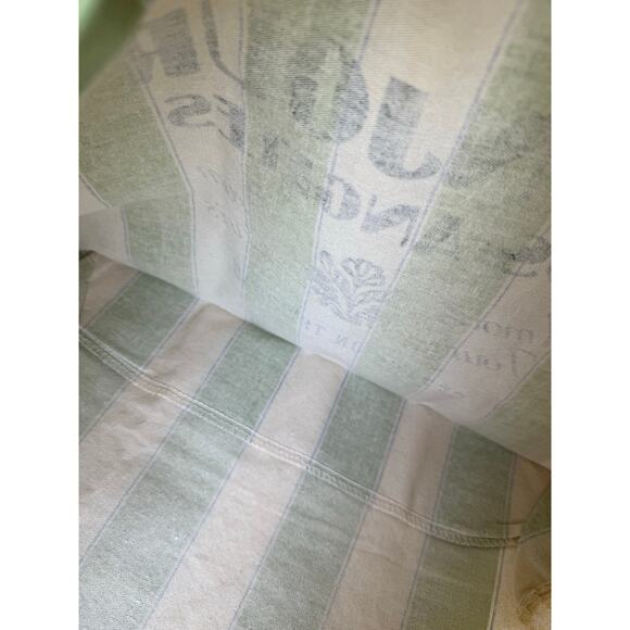 NWOT Sezane Los Angeles Green & White Stripe Canvas Tote Bag - Picture 3 of 3